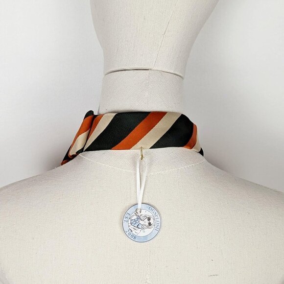 Ogsplosh Green, Orange And Cream Striped Casual Ascot Tie For Men And Women. NEW - Picture 6 of 8